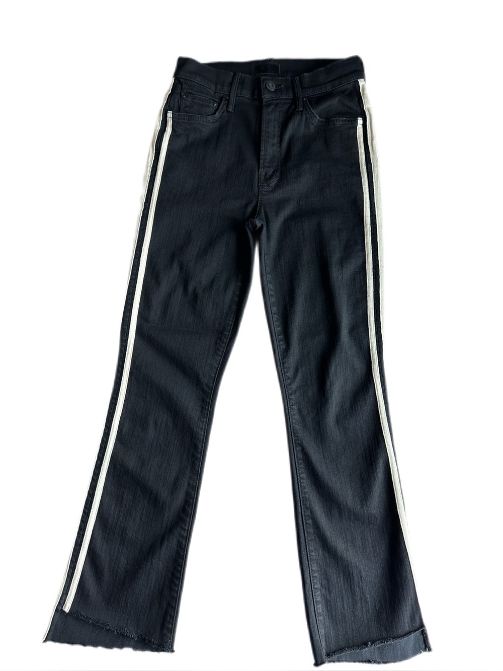 MOTHER The Insider Crop Step Fray Guilty Racer Side Stripe Jeans Size 25